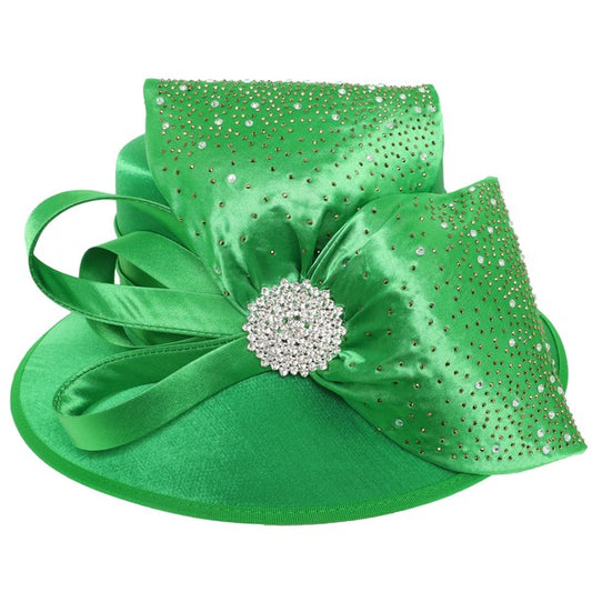 Rhinestone Embellished Satin Braid Luxury Hat