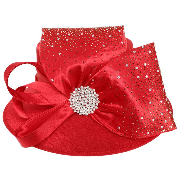 Rhinestone Embellished Satin Braid Luxury Hat