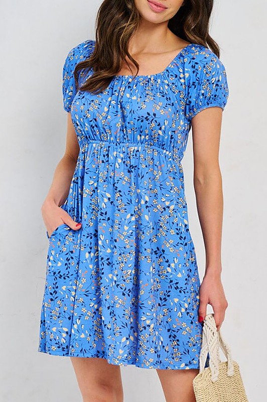 Short Ruffle Sleeve Tiered Printed Mini Dress