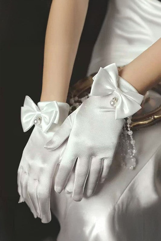 Satin Dressy Gloves with Accent