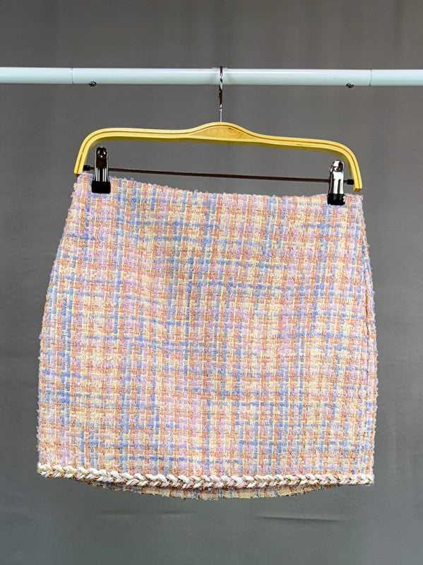 Trim Detail Tweed Mini Skirt