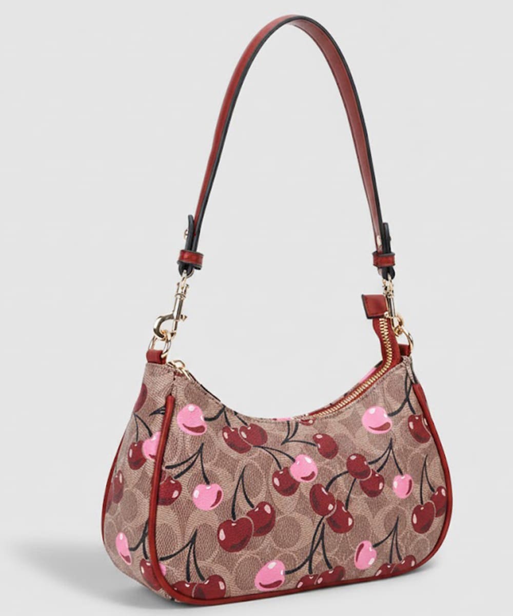 2 PC Oval Cherry Print Satchel with Matching Wallet