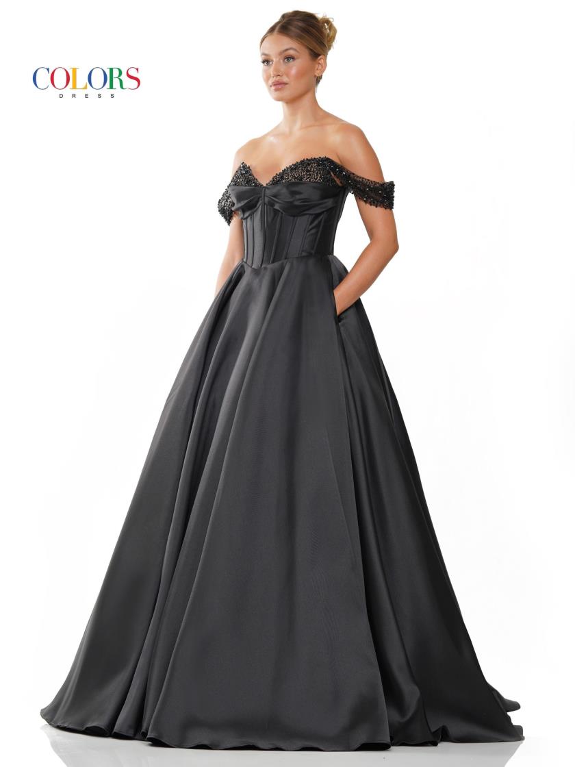 Off the Shoulder Beading Mikado Ball Gown