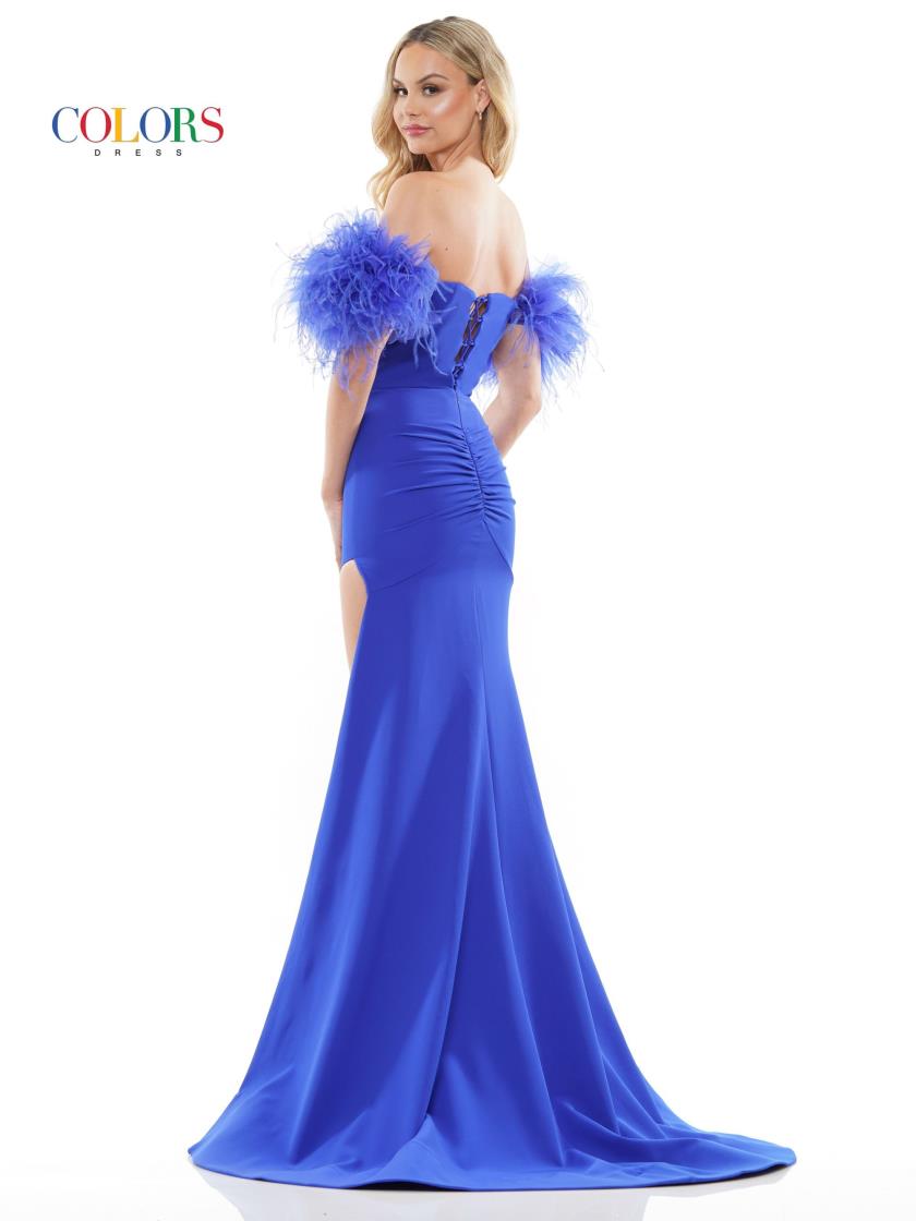 Off the Shoulder Ruffle Sleeve Crepe Fit and Flare Long Formal Dress