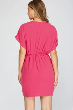 Short Sleeve Wrap Short Dress
