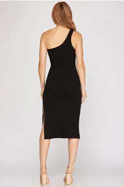 One Shoulder Midi Bodycon Dress