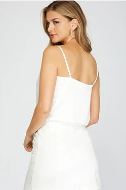 Spaghetti Strap Cowl Neck Cami Bodysuit