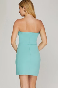 HEAVY KNIT TUBE DRESS WITH ROSE APPLIQUÉ TOP
