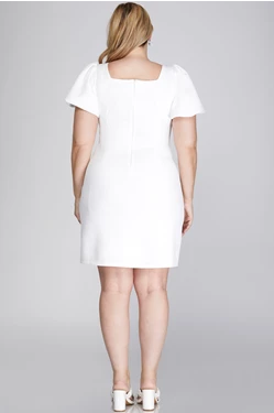 Short Puff Sleeve Square Neck Heavy Knit Mini Dress