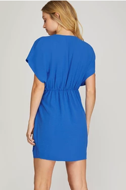 Short Sleeve Wrap Short Dress