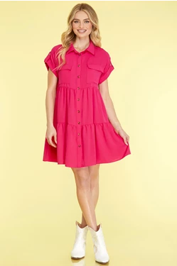 Short Sleeve Woven Dress