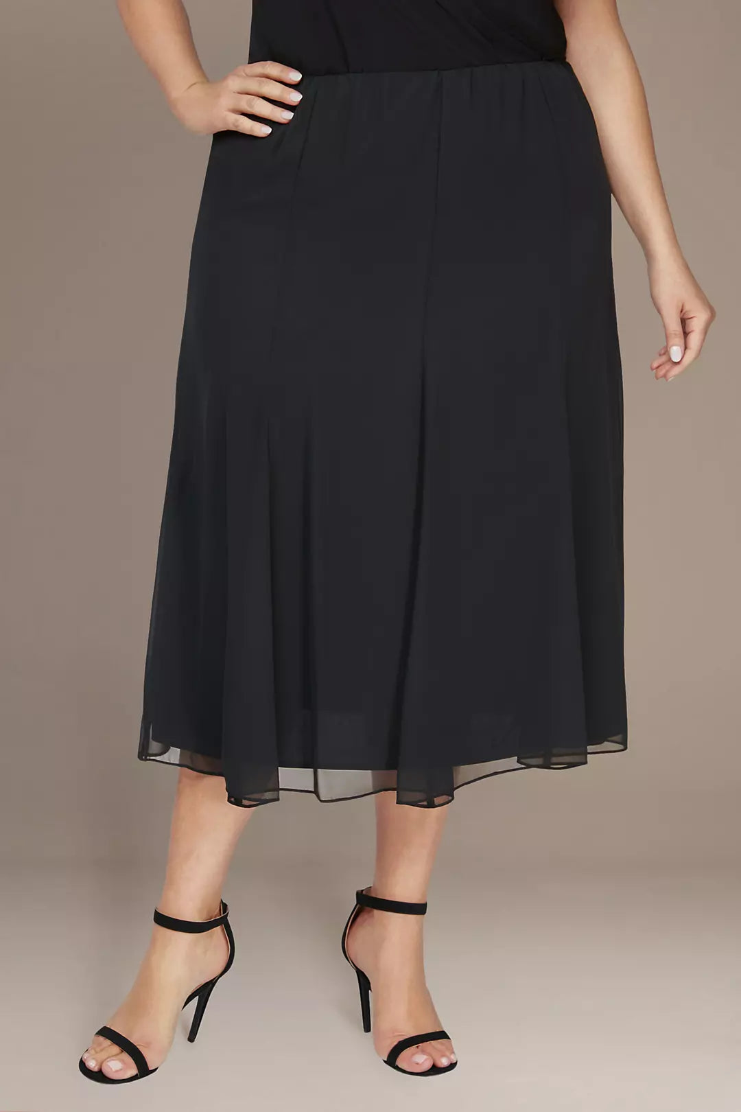 Curvy Chiffon Flare Midi Skirt