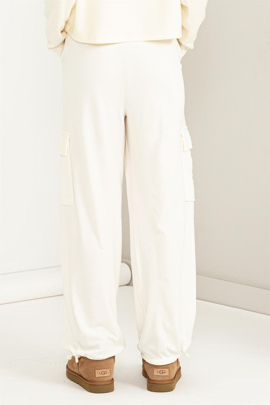 Chic High Waist Cargo Pants with Drawstring and Pockets