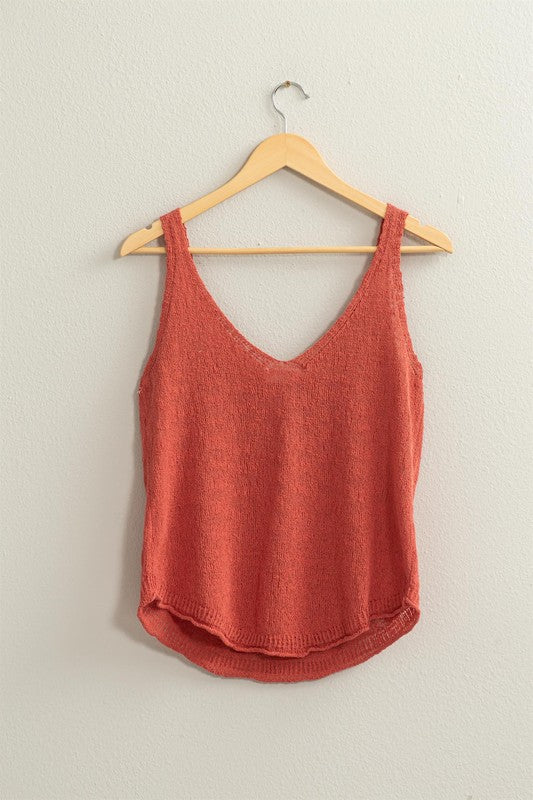 Sleeveless V Neck Tank Top