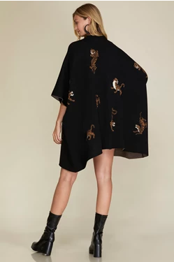 Tiger Pattern Poncho Sweater Cardigan