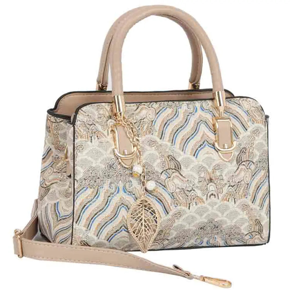 Pattern Design Satchel Bag with Detachable Strap