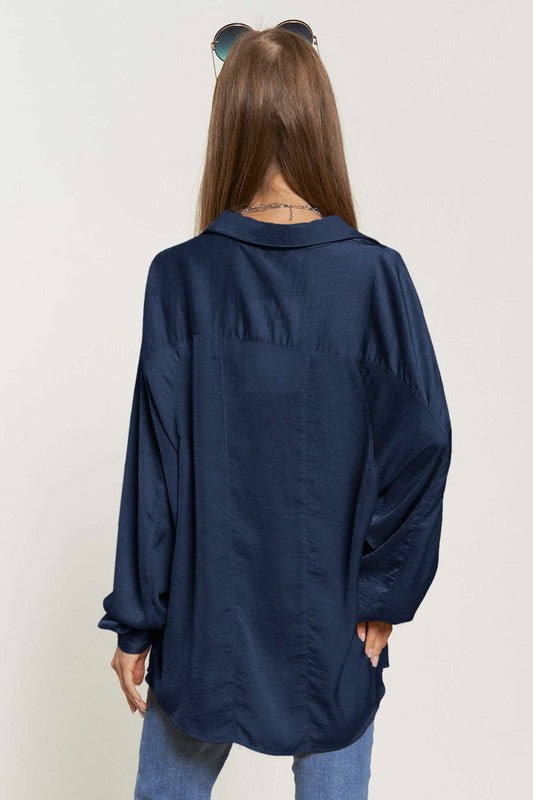 Curvy Sprit Hem Buttondown Top