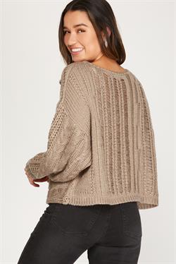 Long Sleeve Cable Knit Sweater Top