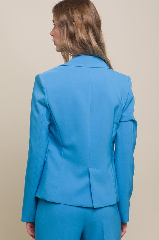 Long Sleeve Single Button Closure Vertigo Blazer