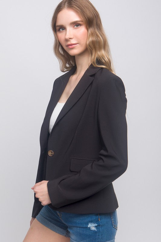 Long Sleeve Single Button Closure Vertigo Blazer