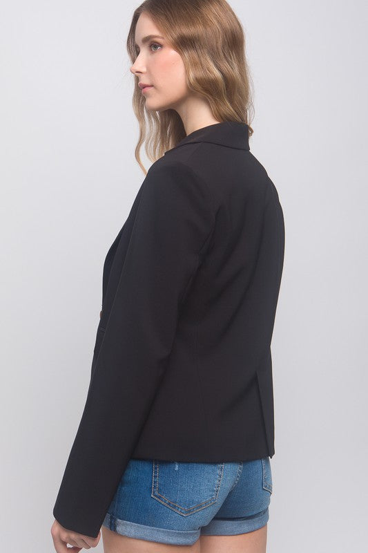Long Sleeve Single Button Closure Vertigo Blazer