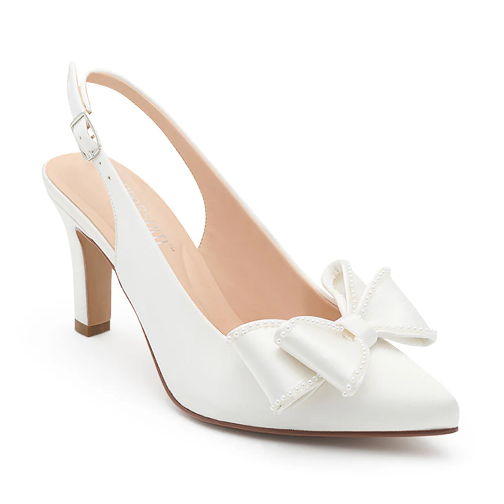 Closed Toe Sling Back Heel with Bow Accent