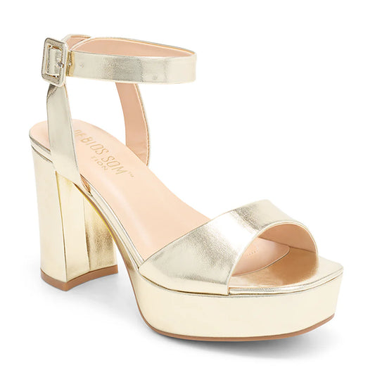 Open Toe High Block Platform Heel with Adjustable Buckle Strap