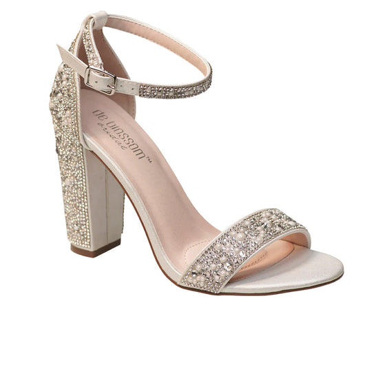 Mid Pearl and Rhinestone Heel with Strap