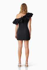 Asymetric Bubble Sleeve Mini Dress