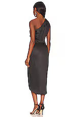 One Shoulder Fitted Midi Dress with Ruching