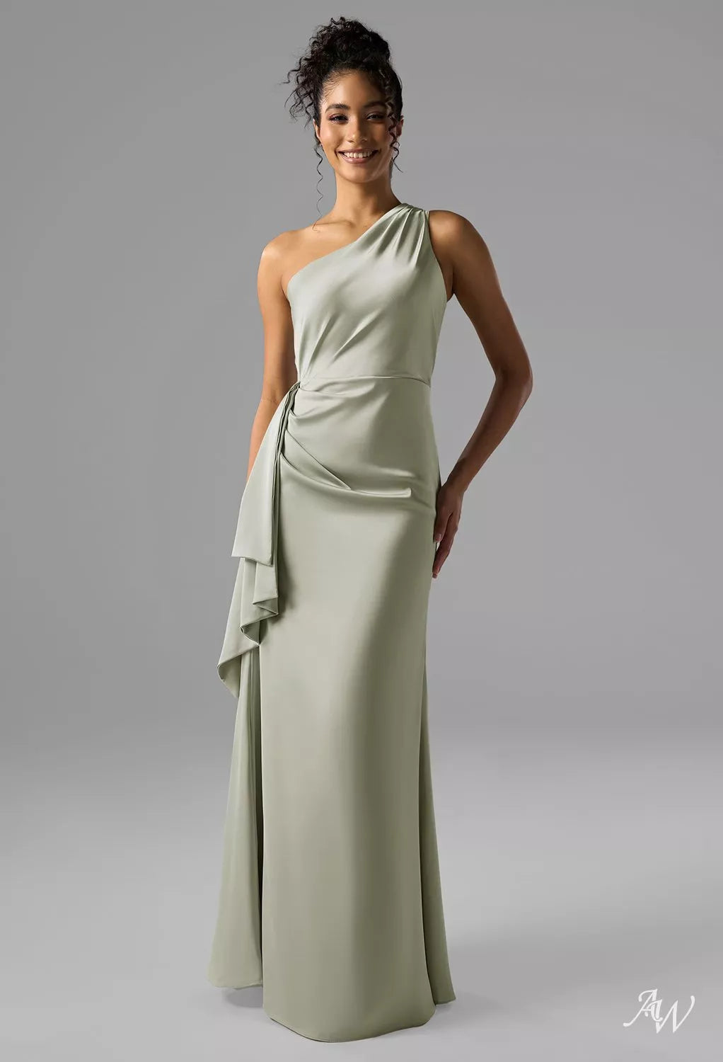 Sage Green Satin Charmeuse Long Formal Dress