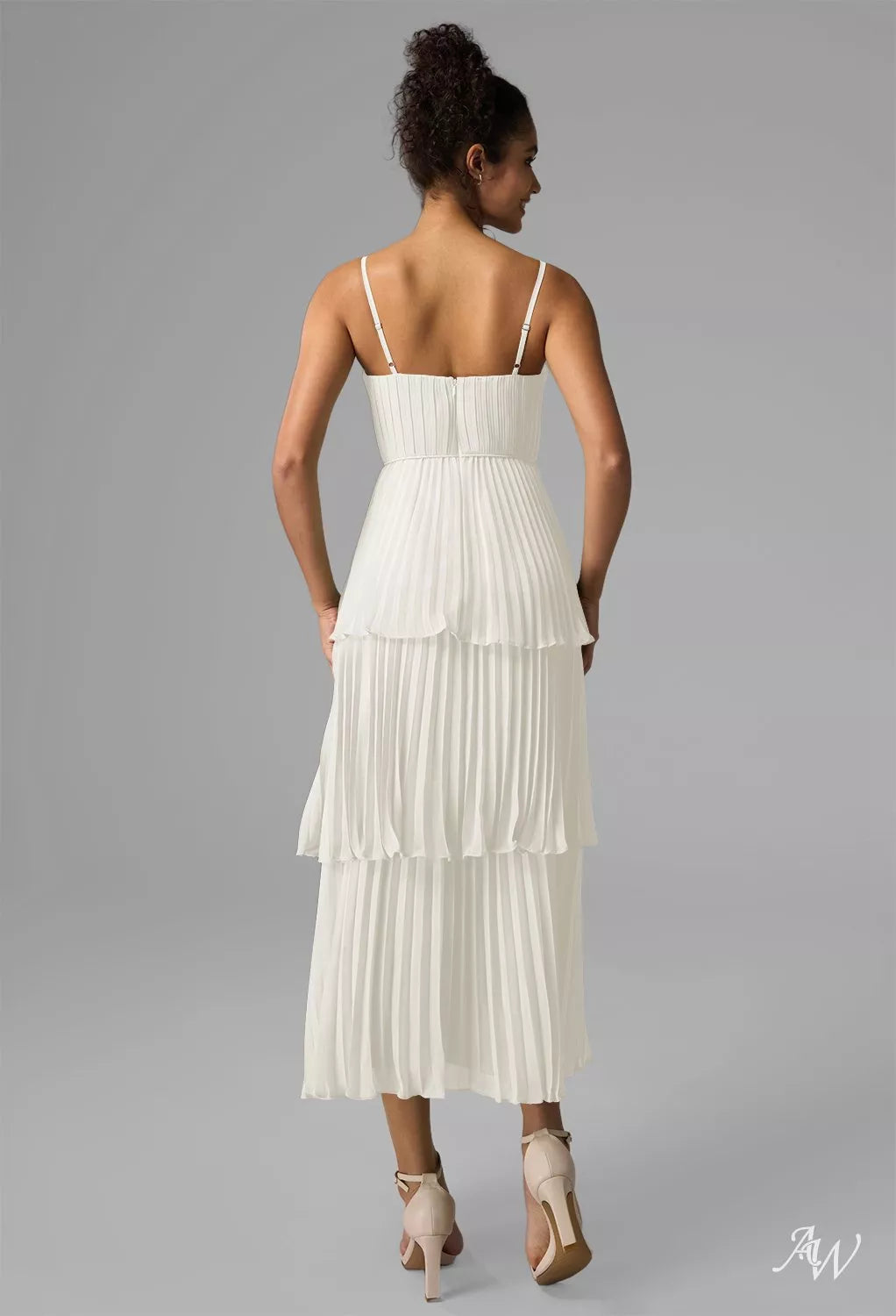 Adjustable Spaghetti Strap Midi Tiered Chiffon Dress