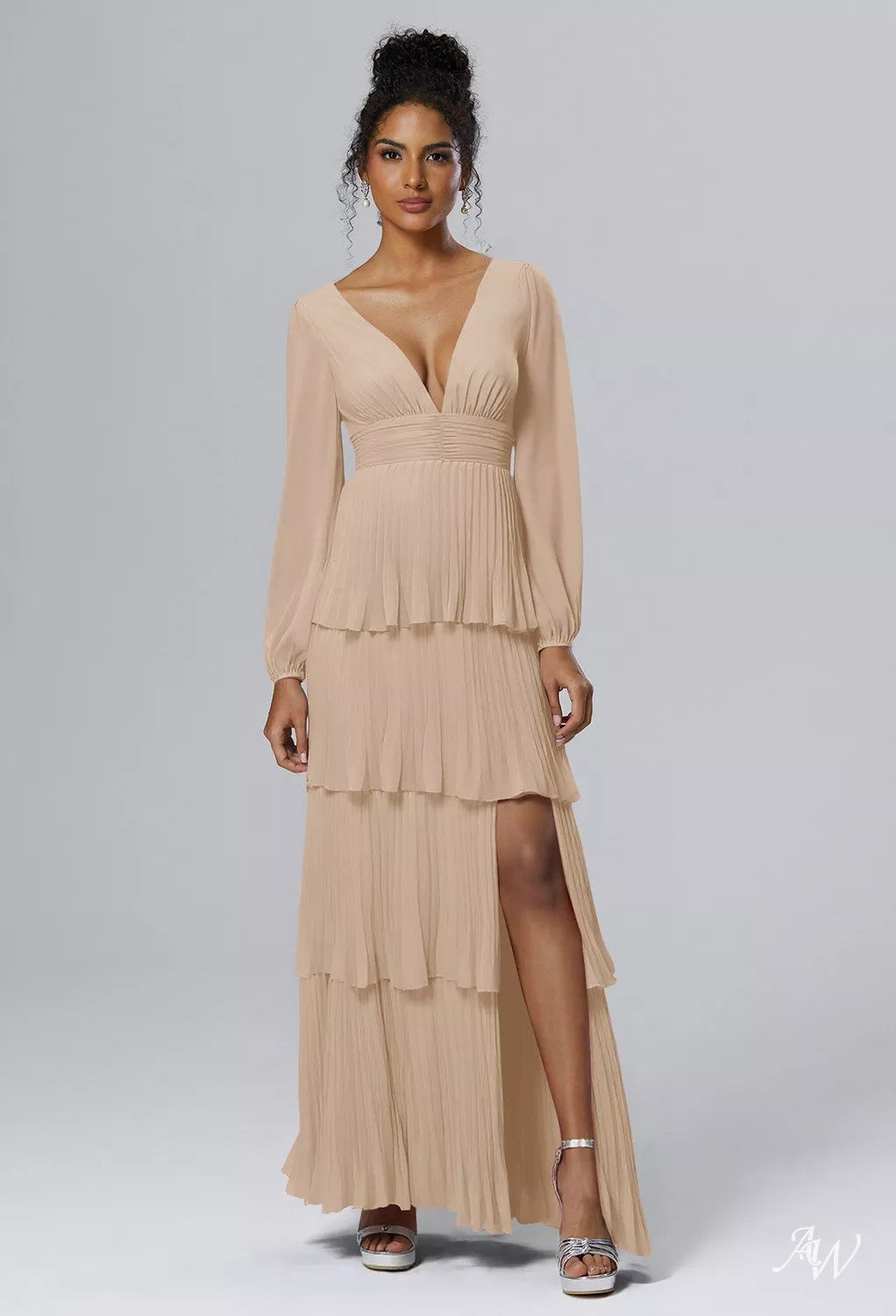 Champagne Chiffon Long Formal Dress