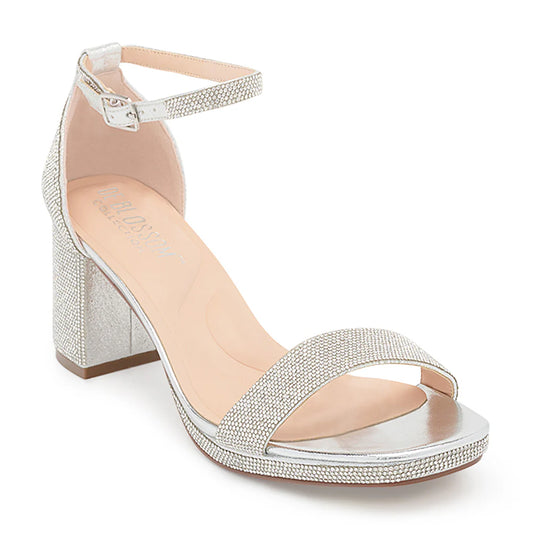 Open Toe Rhinestone Heel with Strap Ankle Closure