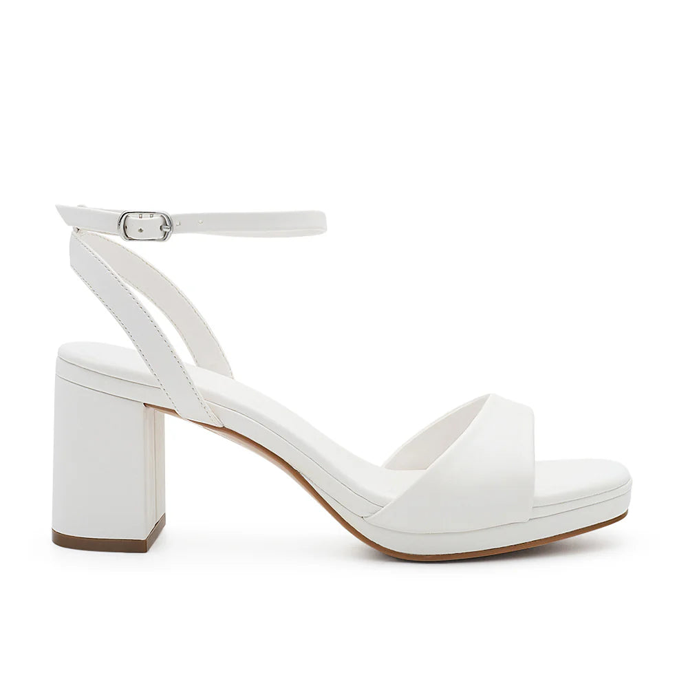 Open Toe Low Platform Block Heel with Adjustable Ankle Strap