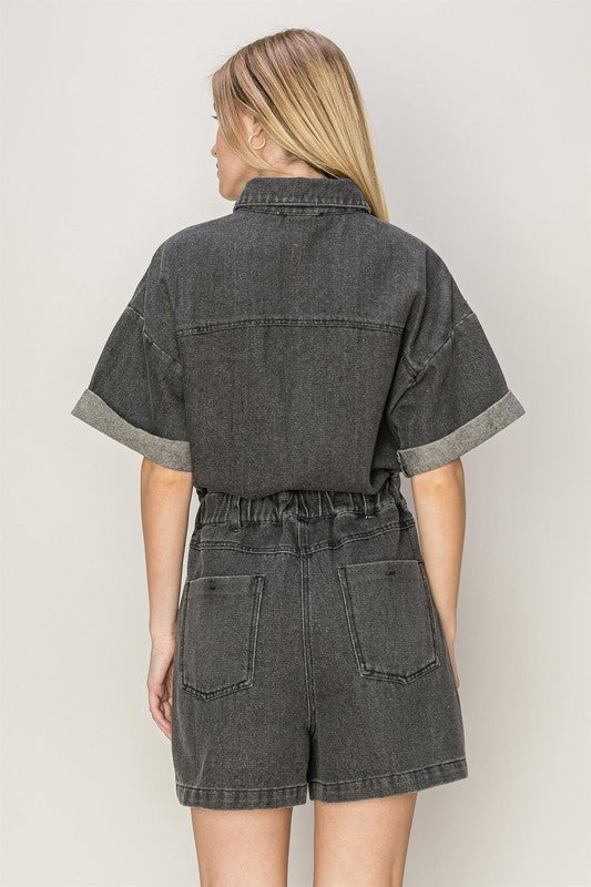 Short Sleeve Buttondown Romper