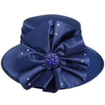 FLORAL DOWN BRIM BROOCH ACCENT DRESSY HAT