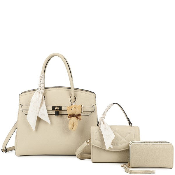 3 Piece Purse Set with Mini Matching Purse, Wallet and Detachable Strap