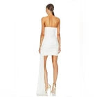 Strapless Ruched Mini Dress with Side Train