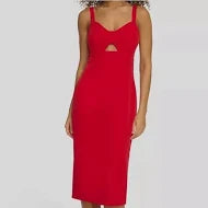 Sleeveless Bow with Key Hole Fitted Midi Dress