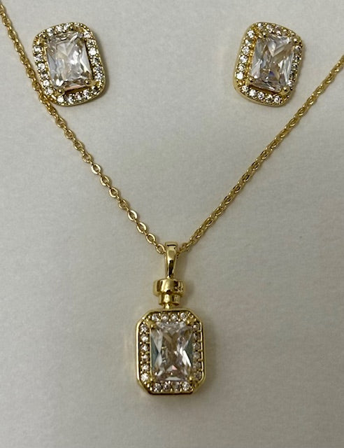 2 PC Rhinestone Baguette Jewelry Set