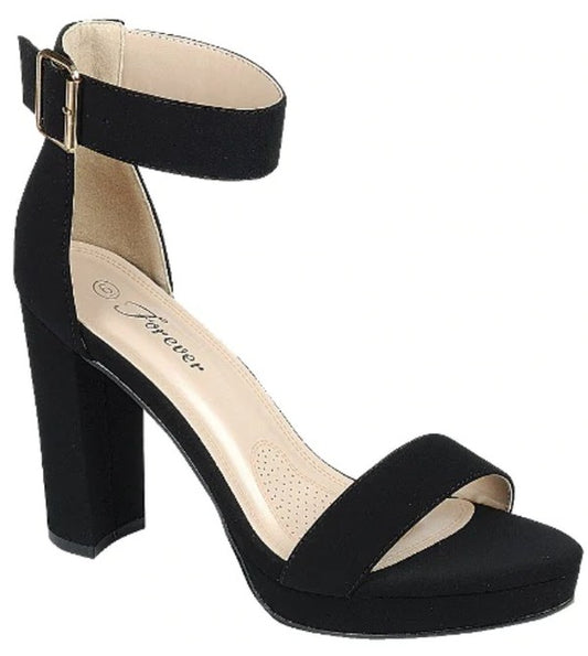 Chunky Heel Platform with Buckle Ankle Strap
