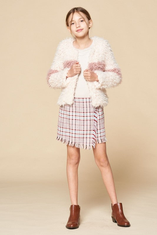 Preteen Faux Fur Color Block Jacket