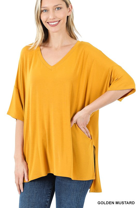 Half Sleeve V-Neck Top