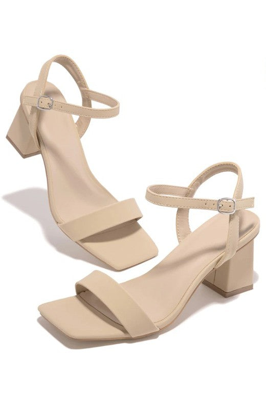 Open Square Toe Heel with Ankle Strap