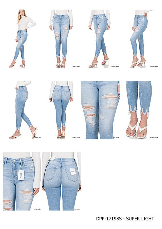 High Rise Distressed Skinny Jean