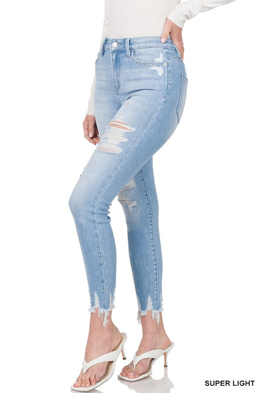 High Rise Distressed Skinny Jean