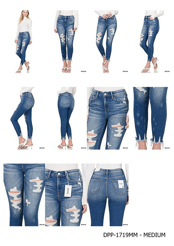 High Rise Distressed Skinny Jean
