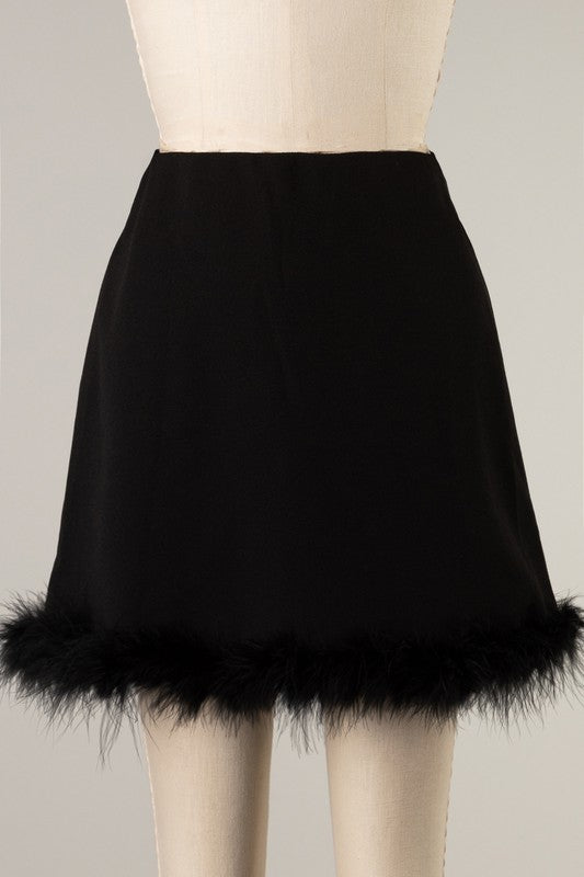Feather Trim Mini Skirt