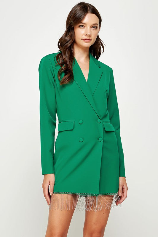 Blazer Dress with Sequin Fringe